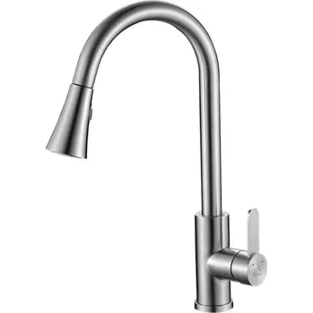 Vodovodní baterie Laveo Bona - stojánkovová dřezová baterie s výsuvnou sprchou U Kartáčovaná ocel