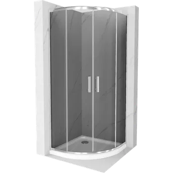 Mexen Rio sprchový kout půlkruhový 80 x 80 cm, grafit, chrom + vanička Flat, bílá - 863-080-080-01-40-4110 Sprchové kouty s vaničkou