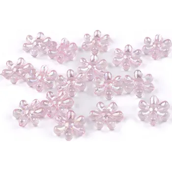 Korálek Plastové korálky s AB efektem květ Ø17 mm Varianta: 3 růžová sv., Balení: 10 g