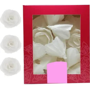 Jedlá dekorace na dort Dekorace oplatková - Růže malá 30 mm, bílá 35 ks