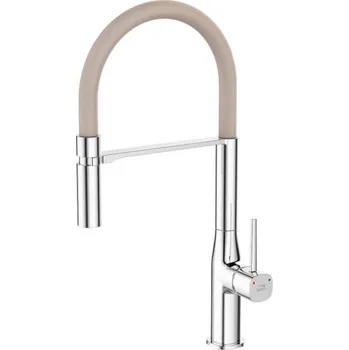 Vodovodní baterie Laveo Pola - stojánkovová dřezová baterie s výtokem ve tvaru U Chrom/béžová