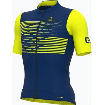 Cyklistické oblečení ALÉ CYCLING Pánský cyklistický dres Maglia MC Logo S MODRÁ|ŽLUTÁ