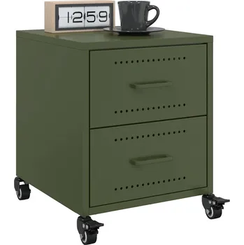 Noční stolek Noční stolky 2 ks olivově zelené 36 x 39 x 43,5 cm ocel Zelená846635