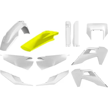 Sada plastů (FULL KIT) HUSQVARNA TE/FE TPI '20-'23, v sadě přední kryt světla a kryty tlumičů (bílá),POLISPORT