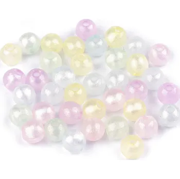 Korálek Plastové korálky perleťový AB frost efekt Ø10 mm Varianta: 3 mix, Balení: 20 g