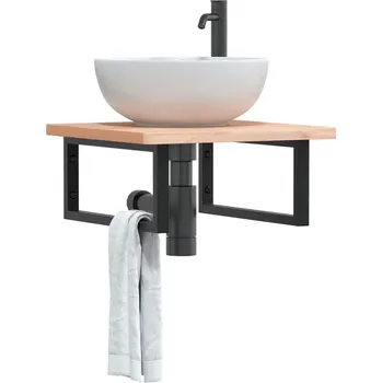 Zahradní nábytek Policové držáky na umyvadlo 2 ks černé obdélníkové ocel Černá 4007272