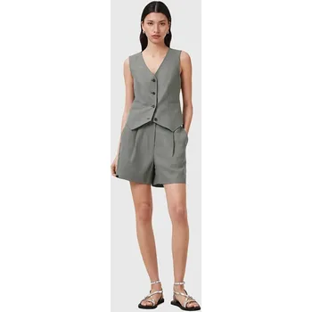 Dámské kraťasy Šortky s příměsí lnu AllSaints AVERIE dámské, šedá barva, medium waist, W046QC 90X, vel. 36