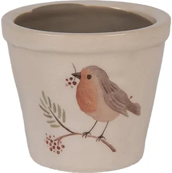 Zahrada Keramický květináč s ptáčkem Vintage Green Pine XS - Ø 8*7 cm