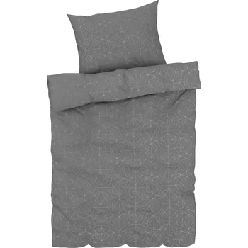Povlečení LIVARNO home Ložní povlečení z mikrovláknitého saténu, 140 x 200 cm, 70 x 90 cm (grafika / tmavě šedá)