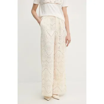 Dámské kalhoty Kalhoty Twinset dámské, béžová barva, široké, high waist, 251TS2191 01X, vel. 40