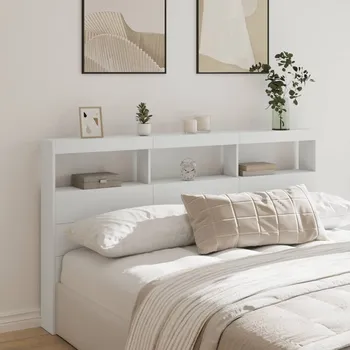 Čelo postele s úložným prostorem a LED bílé 180 x 17 x 102 cm Bílá839210