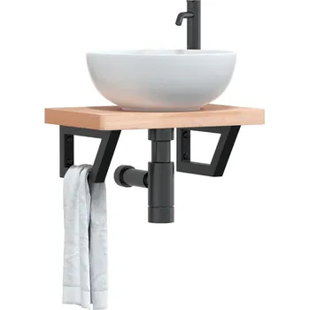 Koupelnový nábytek Policové držáky na umyvadlo 2 ks černé lichoběžníkové ocel Černá 4007283