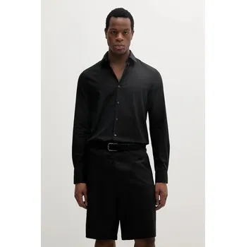 Pánská košile Košile Calvin Klein pánská, černá barva, slim, s klasickým límcem, LV019EU000 99X, vel. 40