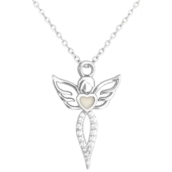 Náhrdelník Stříbrný náhrdelník s andílkem se srdíčkem, které svítí ve tmě