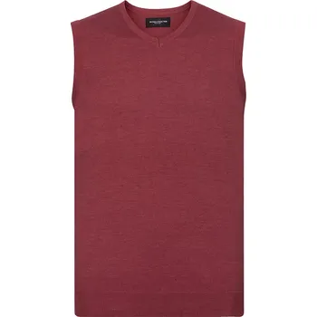 Pánská mikina Russell pánská Vesta s výstřihem do V Červená žíhaná 4XL