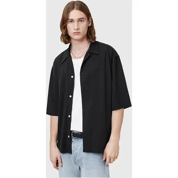 Pánská košile Košile AllSaints RIALTO pánská, černá barva, relaxed, M161SC 99X, vel. S
