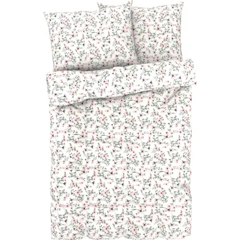 Povlečení LIVARNO home Ložní povlečení z mikrovláknitého saténu, 220 x 240 cm, 70 x 90 cm (květiny/bílá)
