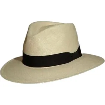 Klobouk Carlsbad Hat Co. Luxusní panamský klobouk - Panama Fedora se stuhou - Panama Tierra Velikost: 55 cm (S)