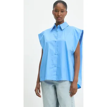 Dámská košile Bavlněná košile Answear.LAB dámská, modrá barva, relaxed, s klasickým límcem 22059.hos 55X, vel. S/M