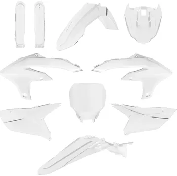 Sada plastů (FULL KIT) YAMAHA YZ 250F '24-'25 YZ 450F '23-'25, v sadě přední tabulka a kryty tlumičů (bílá),POLISPORT