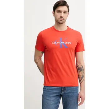 Pánské oblečení Bavlněné tričko Calvin Klein Jeans LV040EM286 oranžová 23X, vel. S