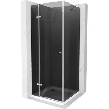 Mexen Roma sprchový kout s otočnými dveřmi 80 x 80 cm, grafit, chrom + vanička Flat, bílá - 854-080-080-01-40-4010 Sprchové kouty s vaničkou