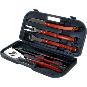 Grilovací nářadí Grilovací nářadí s dřevěnou rukojetí v kufříku