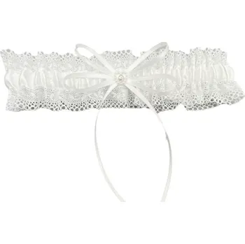 B-TOP Krajkový svatební podvazek Bílá Mašle