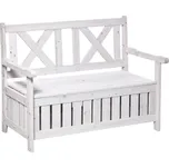 Outsunny Zahradní lavice pro 2 osoby s úložným prostorem z jedlového dřeva 115 x 61 x 85 cm bílá