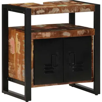 Koupelnový nábytek Koupelnová skříňka s umyvadlem masivní recyklované dřevo Hnědá4013606