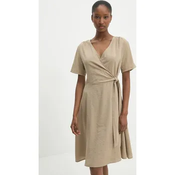Dámské šaty Lněné šaty Answear.LAB hnědá barva, mini W25.25.FLK 82X, vel. XL