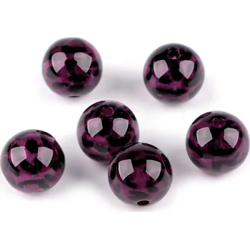 Korálek Plastové korálky leopardí vzor Ø16 mm Varianta: 1 fialová tmavá, Balení: 6 ks