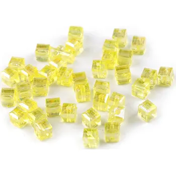 Korálek Plastové korálky s AB efektem kostka 6x6 mm Varianta: 2 žlutá, Balení: 10 g