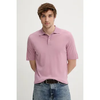 Pánské oblečení Vlněné polo tričko Samsoe Samsoe SAROWAN M10000059 růžová 34X, vel. L
