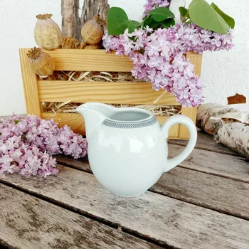 Konvice na čaj OPAL mlékovka 200 ml, šedá krajka, Thun 1794 (Porcelánová mlékovka 2. jakost)