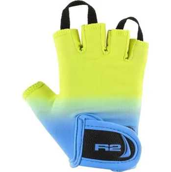 Cyklistické rukavice Dětské rukavice R2 Voska neon yellow/blue 3-4