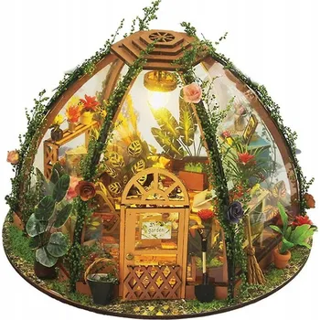 Domeček pro panenku Miniaturní Domeček Slunce v Květinách Kopule Skleník Oranžerie Zahrada Květiny