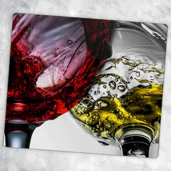 Obraz Skleněná kuchyňská deska na servírování s grafikou červeného a bílého vína 60x52