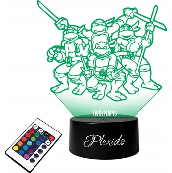 Lampička LAMPKA na SKLE Želvy Ninja Film 3D LED RGB + DÁLKOVÝ OVLADAČ 16 BAREV