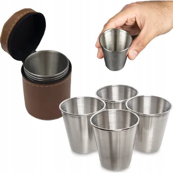 Sklenice Turistické Skleničky v kovovém Pouzdro 4 ks, 70ml