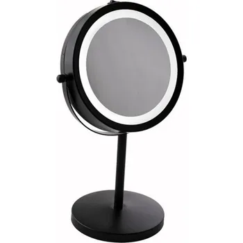 Zrcadlo DURA HOME Zrcátko kosmetické Chicos osvětlením, Ø 20 cm, černé