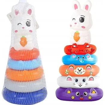 Hračka pro nejmenší PYRAMIDKA 6 DÍLŮ TŘÍDIČ VZDĚLÁVACÍ HRAČKA ZAJÍČEK