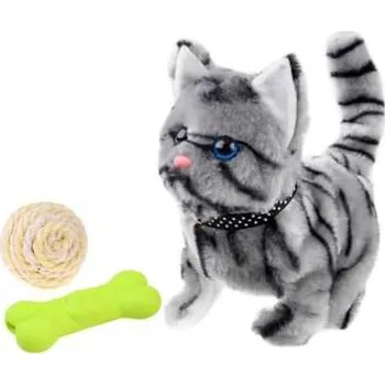 plyšák Interaktivní kočička Lovely s míčkem Šedá
