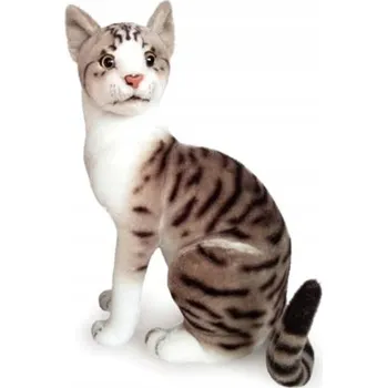 plyšák DUBI Sedící kočka bílo-šedá 30 cm Plyšová Hračka