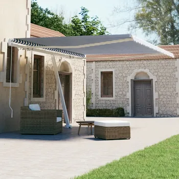 Markýza ZBXL Volně stojící ručně zatahovací markýza 400 x 300 cm modrobílá