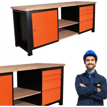 Dílenský stůl Dílenský stůl P-2112 VELKÝ se ZÁSUVKAMI A SKŘÍŇKOU