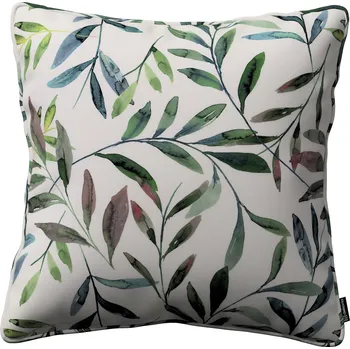 Povlak na polštářek Povlak na polštář 45x45 zelené větvičky na bílém pozadí