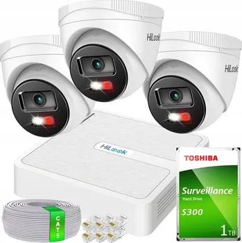 IP kamera IP PoE Monitorovací Sada: 3 Kamery IPCAM-T2-30DL a 4-kanálový NVR Rekordér NVR-4CH-H/4P