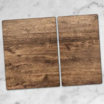 Kuchyňské prkénko Skleněné kuchyňské desky na krájení s grafikou - Ořechová deska 40x52 cm a 30x52 cm