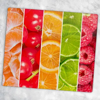 Kuchyňské prkénko Tvrzené Skleněné Prkénko do Kuchyně s Dekorativní Grafikou Ovocná Mozaika 60x52
